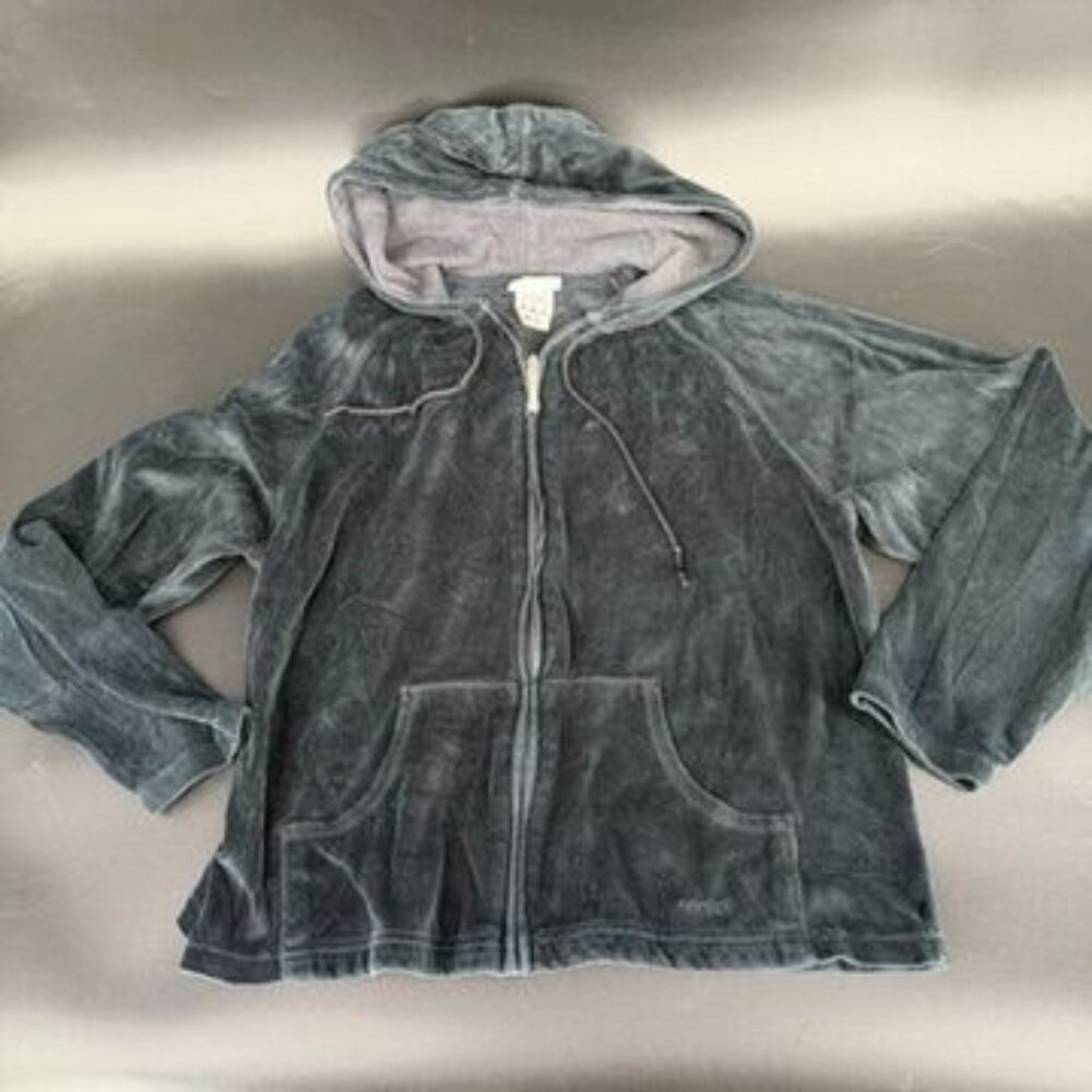 Reebok Vintage Velour Black Full Zip Jacket Track Suit Size XL